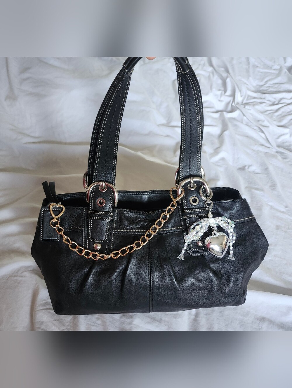 Vintage Coach Soho Black Leather Shoulder Bag